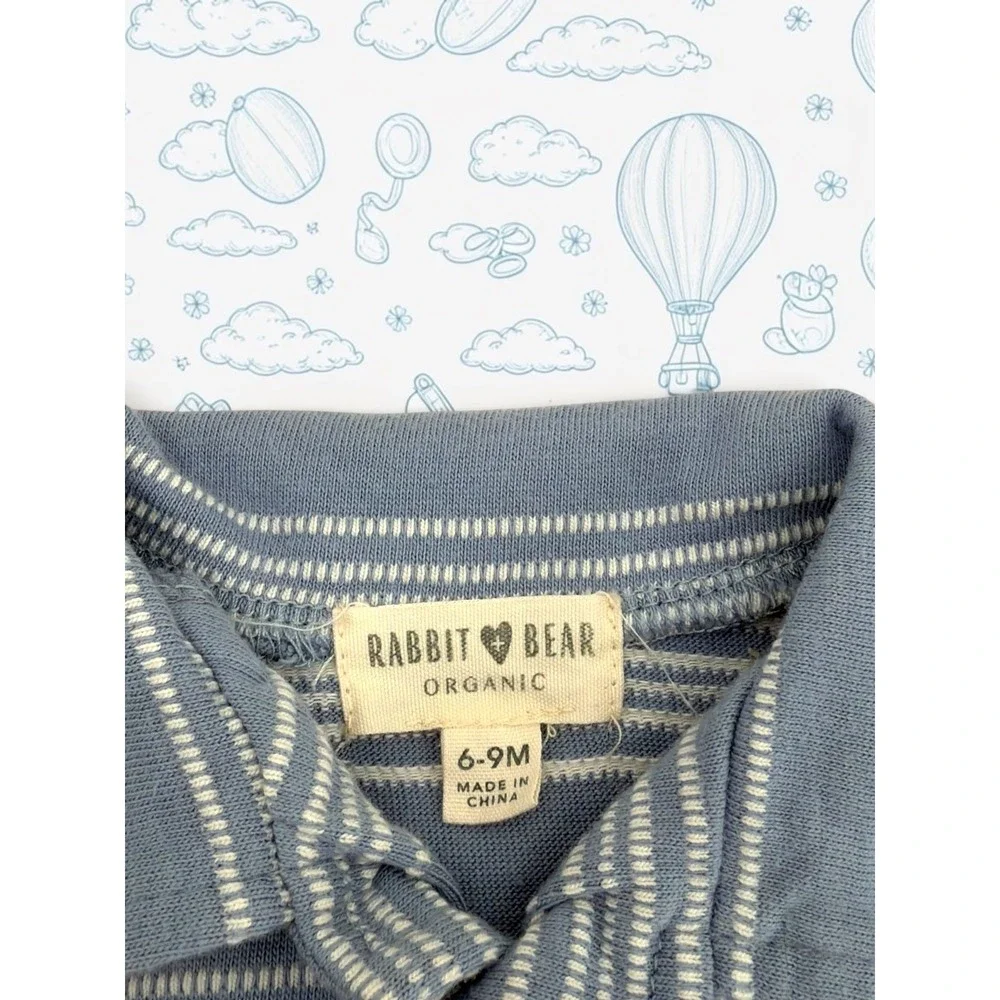 Rabbit + Bear Organic Striped Button Down Top & Shorts Set 6-9M